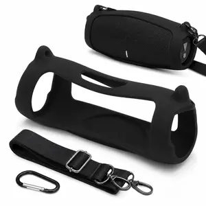【Only Case】Silicone Protective Case for JBL Charge 5, Case Only with Adjustable Shoulder Strap & Carabiner, Shockproof Anti-Slip Portable Cover Sleeve, Full Body Protection Accessory, Speaker Not Included