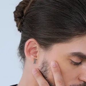 FaithHeart Sigil of Lucifer Symbol Stud Earrings Punk Stainless Steel Ear Studs