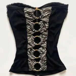 Y2k Tube Top Sexy T-shirt Vintage Woman Clothing Backless Slim Goth Camisole Punk Zipper Summer Emo Womenswear Gamis