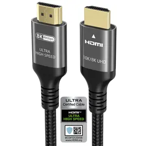 10K 8K 4K HDMI Cable 48Gbps 1.5 FT, Certified Ultra High Speed HDMI® Cable 4K 240Hz 144Hz 120Hz 8K60Hz 0.01ms HDR10+ eARC HDCP2.3 Netflix Roku TV PC Monitor Projector PS5 Xbox