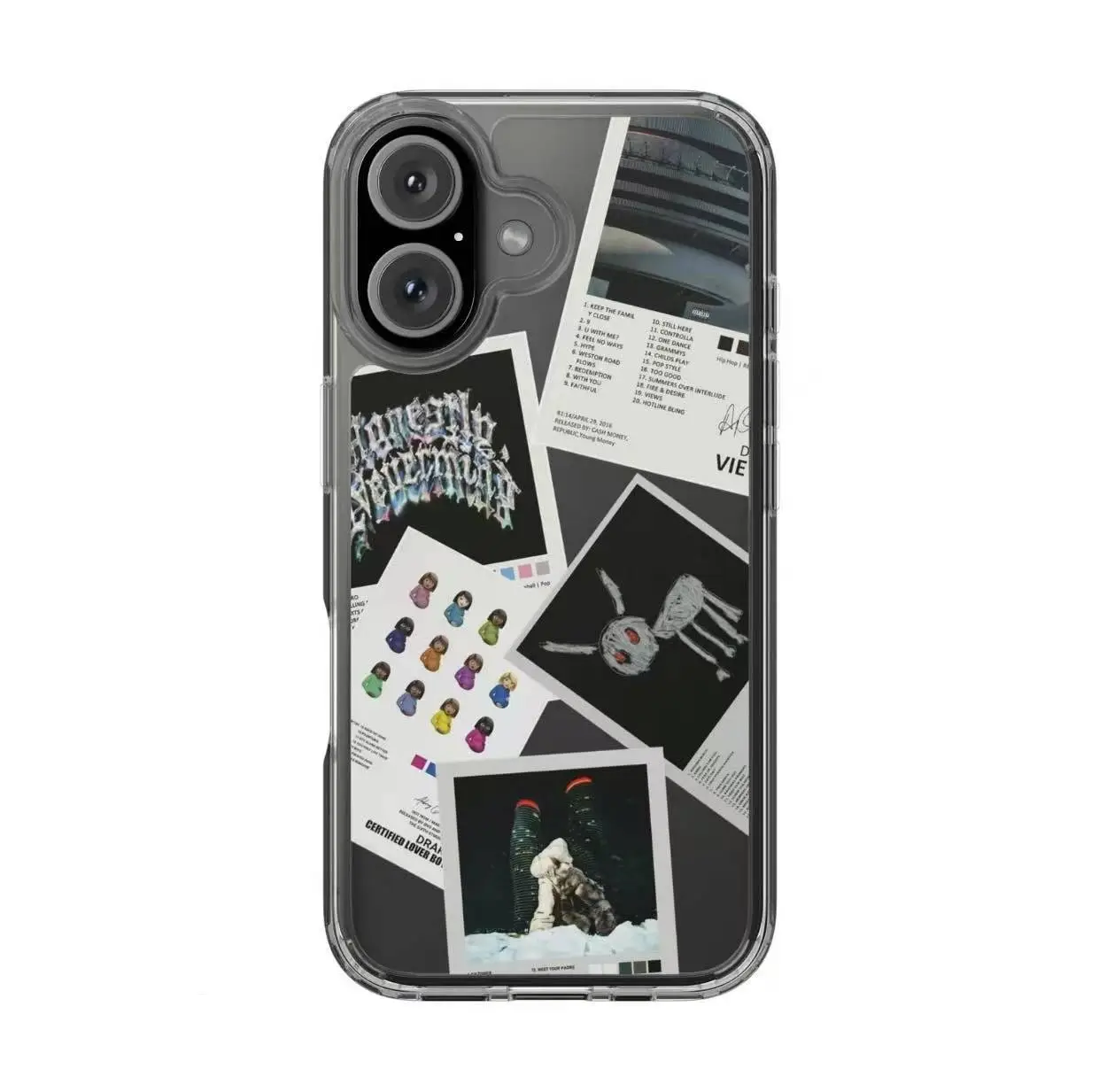 Suitable for iPhone 17 16 15 14 13 12 11 Drake Album Cover and Track List Transparent Silicone Shockproof Phone Case