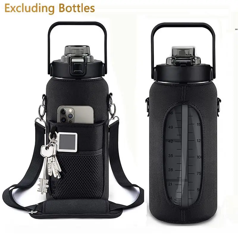 Water Bottle Sleeve, Portable Sports Water Cup Cover with Cell Phone Holder, Bottle Holder with Strap for Outdoor, Drinking Water Bottles Accessories,
