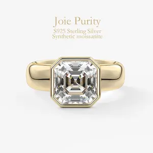 2CT Asscher Cut Moissanite Women's Fashion Wedding Ring, S925 Silver, Hypoallergenic & Tarnish-Free Luxury Jewelry with Premium Gift Box, Perfect Gift for Her Marquise Engagement Ring Elegant Engagement Ring