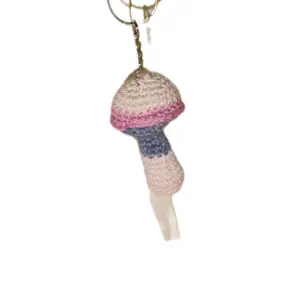 Pink Mushroom Keychain - Simple Design with Chain Attachment
