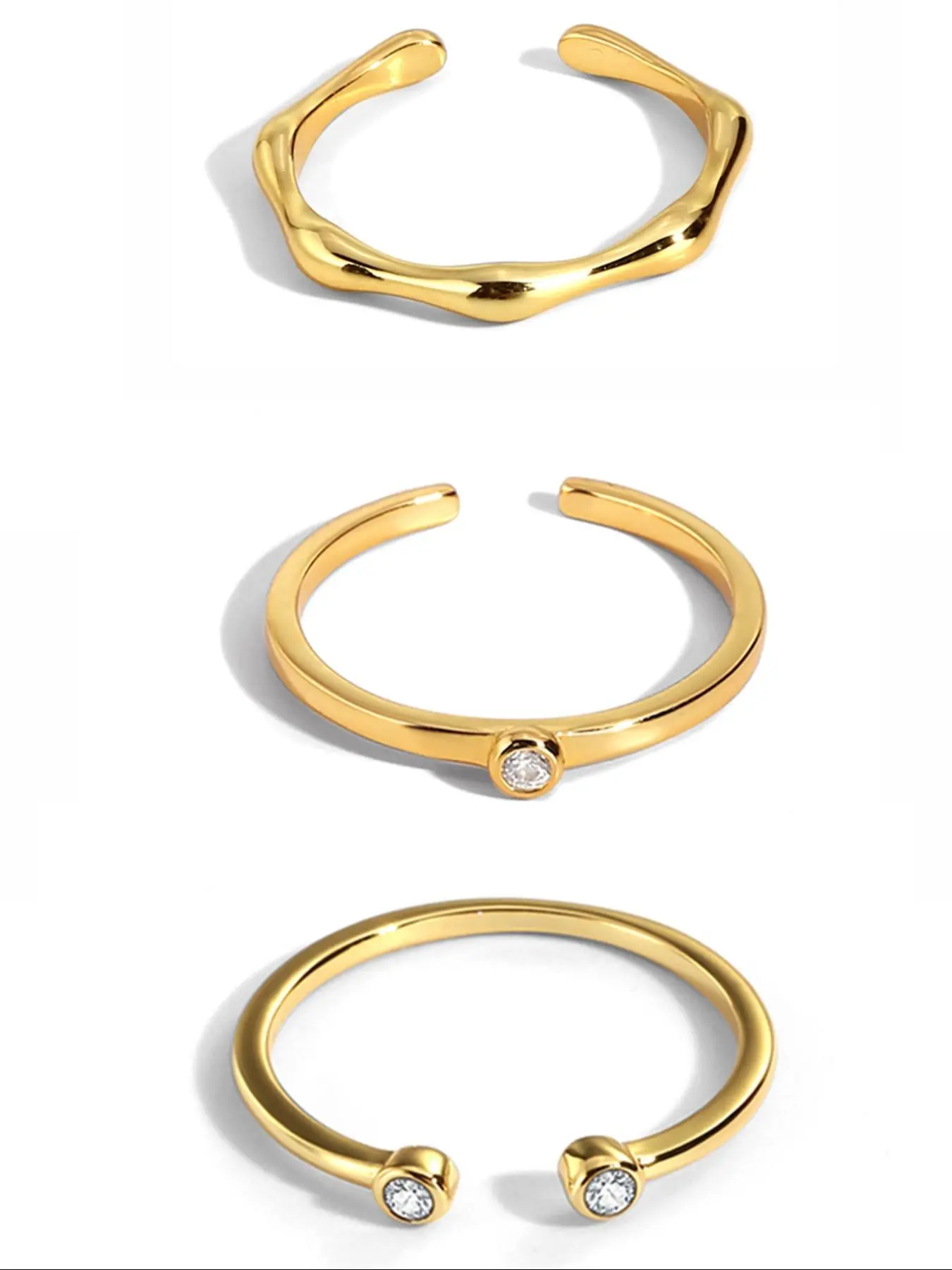 C-shaped Design Cuff Ring, Artificial Zircon Decor Open Ring, Fashionable Jewelry for Women for Party, Daily Decor, Trendy All-match & Exquisite Jewelry for Birthday Gift