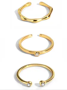C-shaped Design Cuff Ring, Artificial Zircon Decor Open Ring, Fashionable Jewelry for Women for Party, Daily Decor, Trendy All-match & Exquisite Jewelry for Birthday Gift