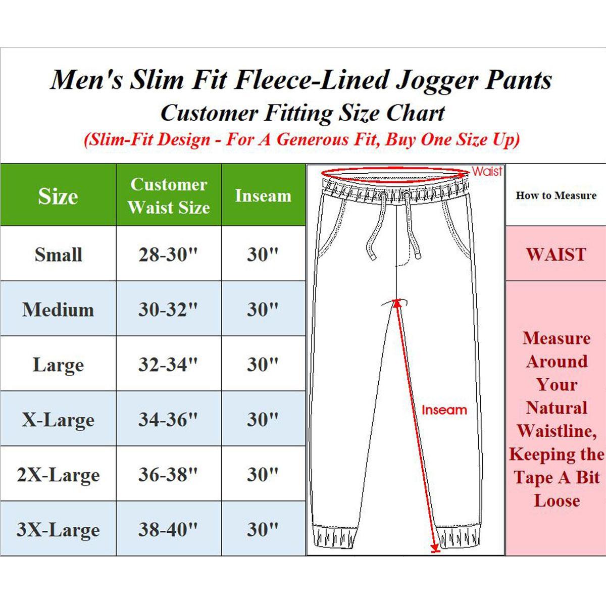 3-Pack Men's Slim Fit Fleece Lined Joggers (Sizes - S to 3XL)