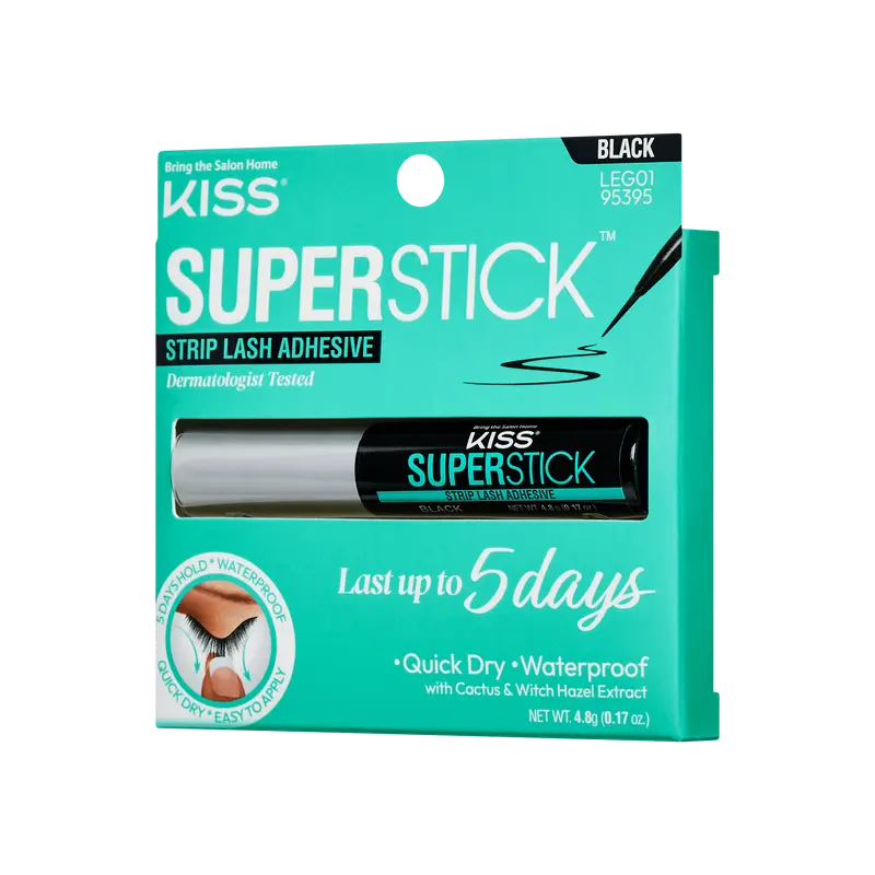 Kiss SuperStick Strip Lash Adhesive - Black | False Eyelash Glue, Strip Lash Adhesive, Up to 5 Day Hold
