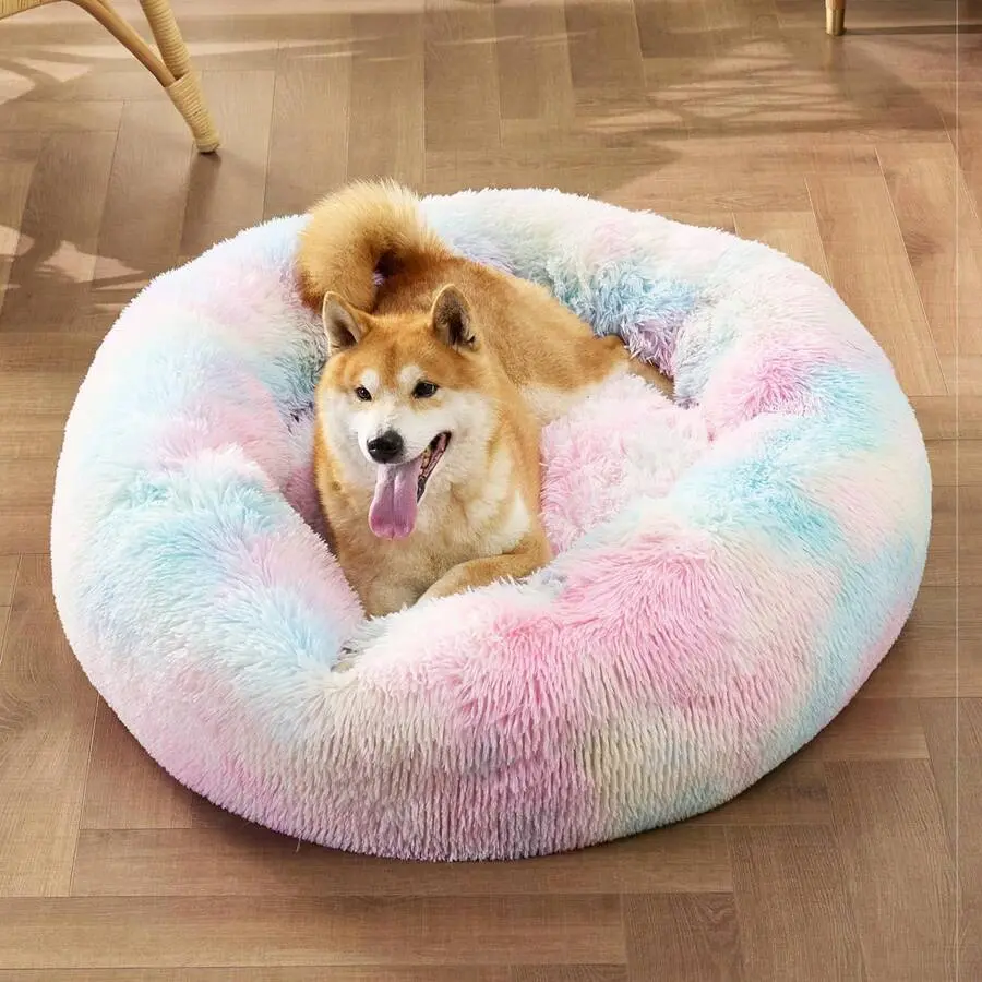 Calming Dog Bed (L/XL/XXL) Suitable for Medium and Large Dogs Comfortable Pet Bed Donut Pillow Up to 55/77/100 Pounds