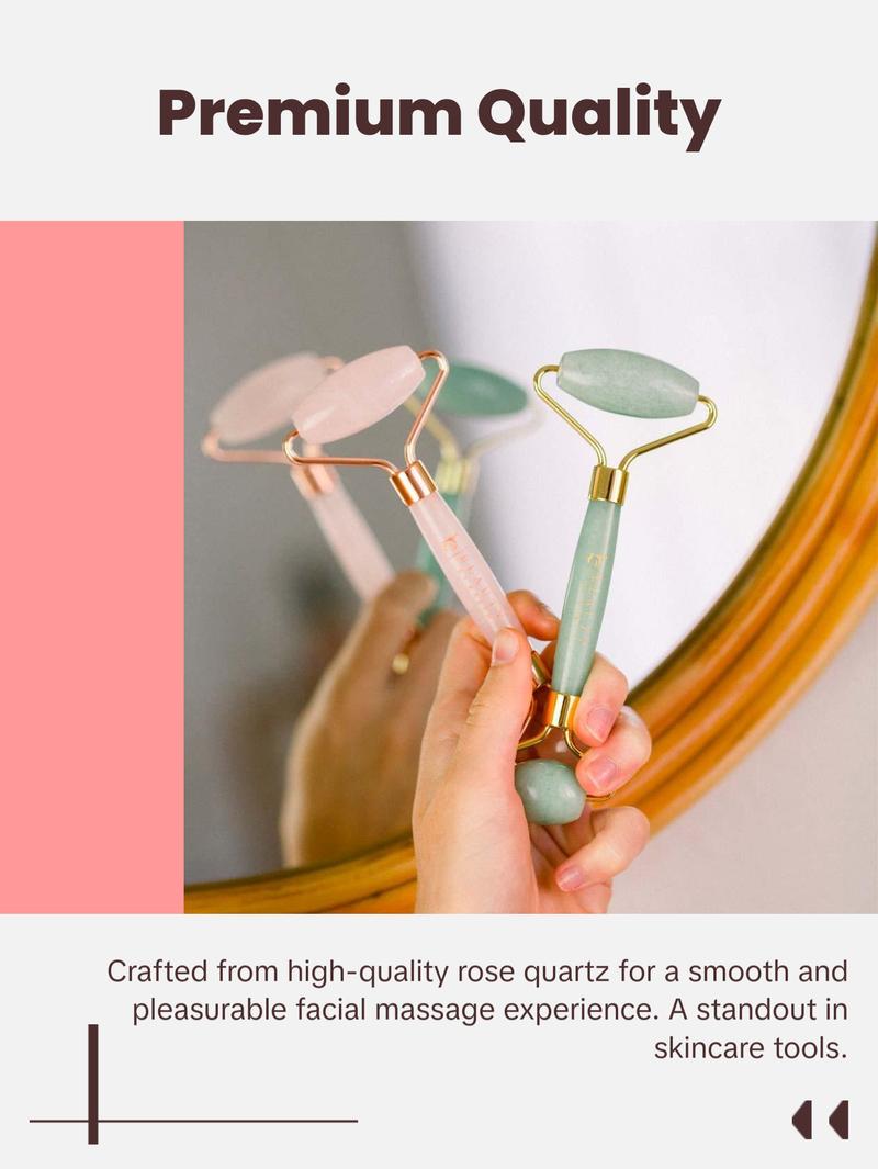 Rose Quartz Roller - Face Massager for Facial Relaxation and Skincare