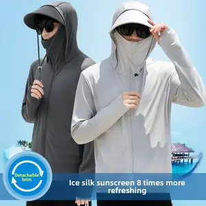 Men's sunscreen clothing outdoor light and breathable ice silk mesh cool UV protection fishing sunscreen clothing