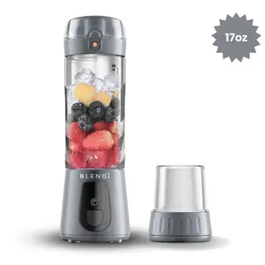 BLENDI Pro+ Portable Blender Gray: 17oz Personal Blender, 120W, 2 Speeds, Stainless Steel & Plastic, Hand Wash