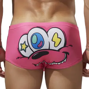 SEOBEAN Cartoon Anime Printed Youth Trendy Men's Life Four Legged Flat Corner Underwear with Short Head Fun & Trendy Design