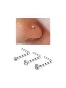 L Shaped Nose Studs, Stainless Steel Nose Rings, Nostrial Piercing Body Jewelry for Women & Men, Fashion Accessories for Party, Daily Clothing Decor