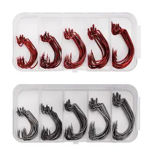 100pcs Barbed High Carbon Steel Sharp Fishing Hooks Set, All In One Box For Freshwater Saltwater