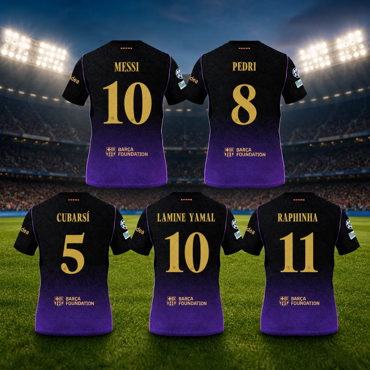 Team Barcelona Purple Away Jersey 26 27 – Personalized Name & Number Soccer Shirt, Unisex Breathable Fan Style Football Jersey, Lightweight Match Day Top