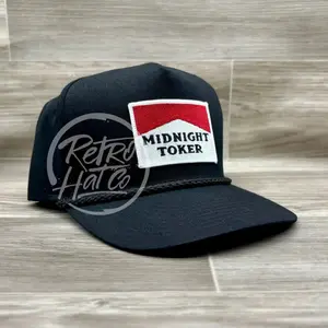 Midnight Toker Patch on Tall Black Retro Rope Hat