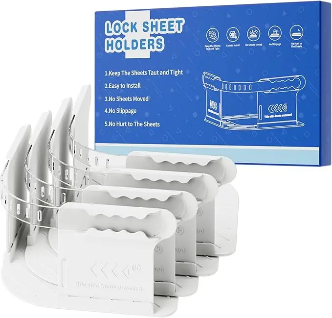 Lock Sheet Holders Keep Sheets Tight Heavy Duty Bed Sheet Holder Corner Fitted Sheet Straps Fit All Mattress Size Easy Installation Bedsheet Clip Dura