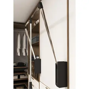 Pull Down Closet Rod, 60 lbs Load Capacity, Stainless Steel Adjustable 26-35 inches Soft-Close Wardrobe Lift Rail Organizer for Hanging Clothes, Two-way Buffering Side & Back Mounted Closet Rod