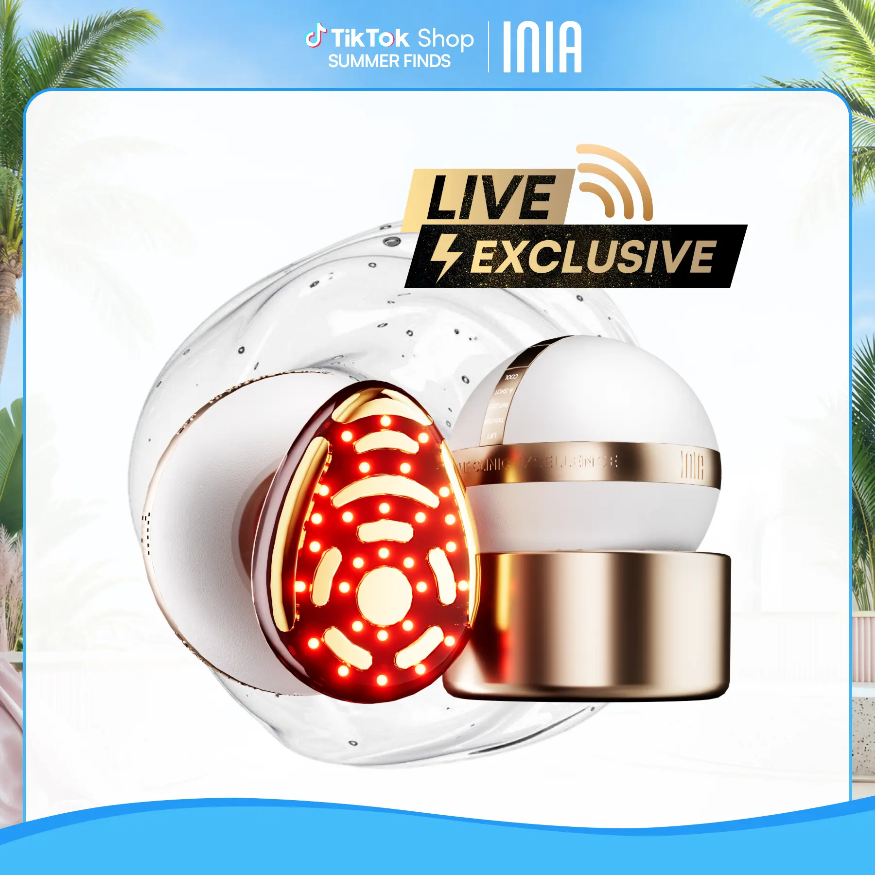 【LIVE EXCLUSIVE】INIA SPHERA At-Home RF & LED Anti-Aging Facial Device – Lift, Tighten & Sculpt with EMS Microcurrent, Red Light Therapy, Electroporation & Cryo Cooling for Firm, Glowing Skin，Summer Travel Accessories