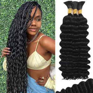 GK Human Braiding Hair for Boho Braids 100g Deep Wave Boho Hair for Braiding Knotless 12A Curly Bulk Bohemian 1 Bundles 100% Unprocessed Brazilian Virgin Hair Extensions Natural Color 18 Inch