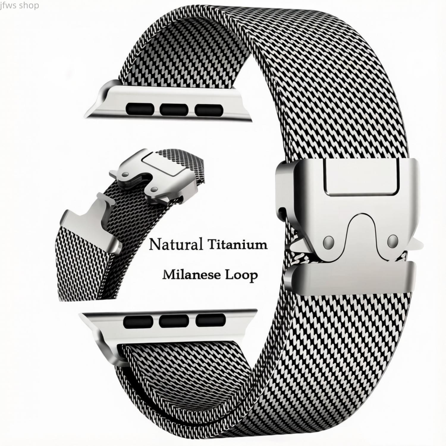 Men's Metal Wearable Accessory - iWatch Titanium Stainless Steel Mesh Band, Adjustable Strap with Secure Parachute Buckle for Ultra 2, Series 5-10, 42/44/45/46/49Mm Smartwatches, Elevate Your Style for Fitness, Casual Outings