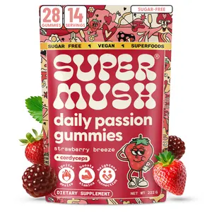 SuperMush Daily Passion Horny Goat Weed Gummies for Men & Women - Intimacy Gummies with Cordyceps, Reishi & Maca Root - Ignite Feel-Good Vibes & Lasting Energy Supplement, Made in the USA