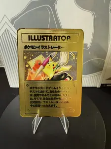 Pikachu Illustrator Promo Pokemon Premium Gold Metal Card Collectible Gift Display