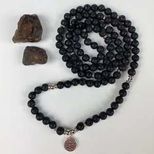 Natural LAVA Rock STONE  mala 108 beads. Root Chakra Stone. Mala for meditation and spiritual practices