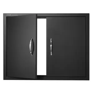 【fathersdaygift】VEVOR BBQ Access Door, 31W x 24H Inch Double Outdoor Kitchen Door, Cold Plate Flush Mount Door, Wall Vertical Door with Handles, for BBQ Island, Grilling Station, Outside Cabinet