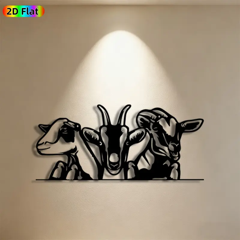 1pc Goat Metal Wall Art, Goat Statue Mural, Ideal Gift for New Year, Easter, Weather-Resistant Metal Wall Decor Wall Sculptures, Perfect for Wall & Fence Goat Enthusiasts