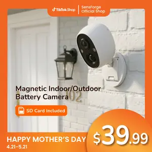 SensForge 2.5K Security Battery Camera, Dual-Band WiFi, Free AI Human & Pet Detection, 2-Day Cloud + 32GB SD Storage, Spotlight Color Night Vision, Magnetic Mount, Optional AI + Storage Upgrade  Monitoring Safety Protective