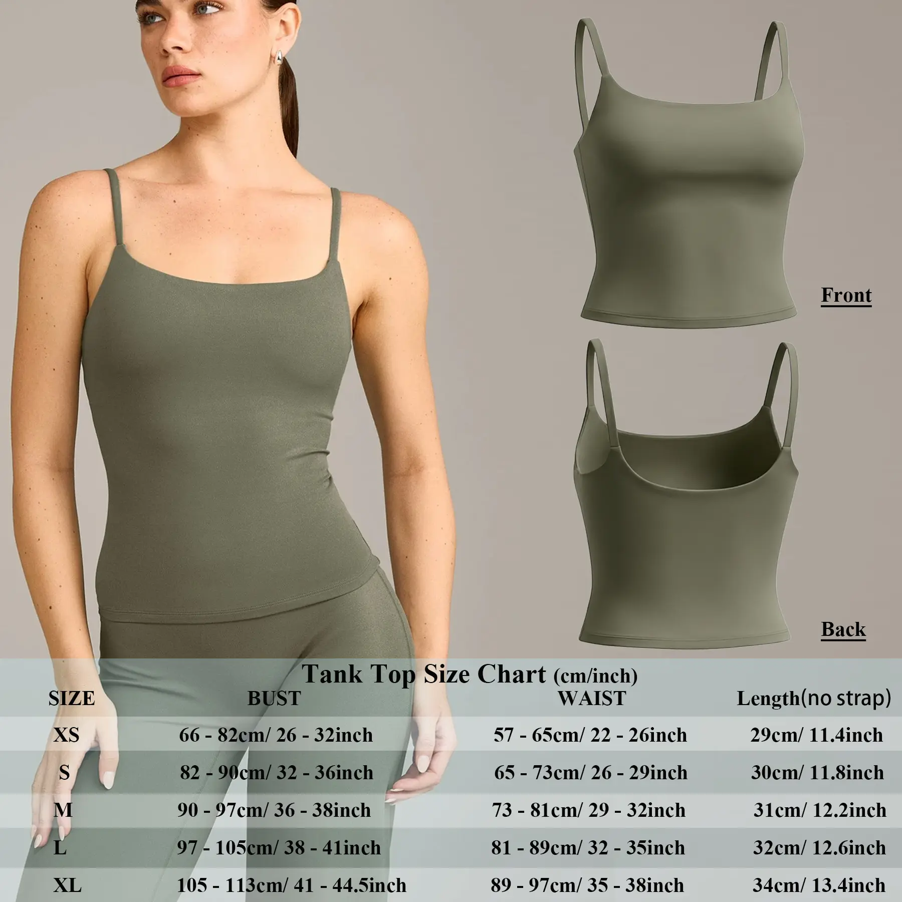 Olive Green Strappy Tank Top