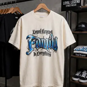Loyal Legend Family Is Everything T-Shirt - Cream Color Streetwear Tee for Men & Women