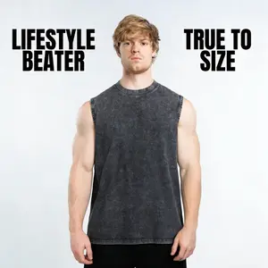 Vintage Acid Wash Tank Top | Heavyweight Cotton , Retro Streetwear Gym Workout Essential, Breathable Sleeveless Tee