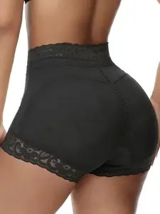1 Count Women's Tummy Control Lace Trim Solid Color Shapewear Shorts, Underwear, Fajas, Butt Lifting Shaper Panty, Breathable Mesh Anti Slip Firm Control Shaping Bottom, Suitable For Casual Outings, Parties Celebrations