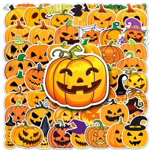 50pcs Halloween Premium Skull Stickers, Pumpkin Stickers for Scrapbooking, Journals, Laptops, Water Bottles, Cars, Positive Message Gifts