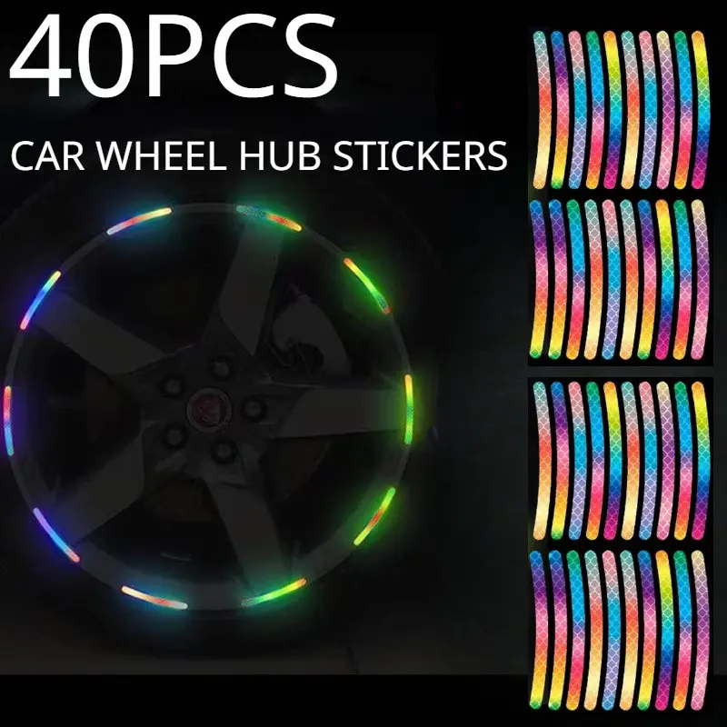 20 pieces of colored wheel hub reflective warning stickers, autos and motorcycle decorative decal stickers, Ev tire rim ring warning stickers, Decoration