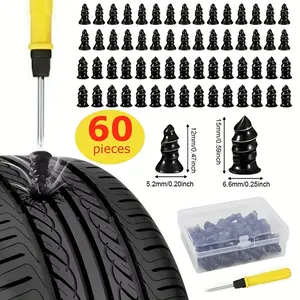 Durable Tire Repair Plugs Set, 60 Pieces Easy Install Patches for Car Motorcycle Bike Scooter, Anti-Explosion Tyre Fix Kit, Puncture Repair Kit