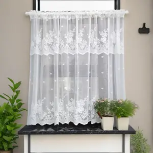 Floral Pattern Lace Curtain, Half Transparent Romantic Style Curtain, Easy To Install Curtain for Window, Cabinet and Door, Home Decor, Home Decoration Curtain