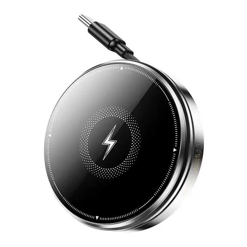 Metal Zinc Alloy 3-in-1 Retractable Cable Magnetic Wireless Charger Adjustable Stand for Car Electronics - Charging for Cellular Phones, Smartwatches & Earphones