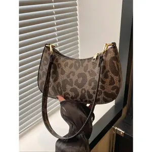 Women's Fashion Leopard Print Shoulder Bag, Casual PU Leather Shoulder Clutch for Daily Used, Trendy Versatile High-quality Daily Commuting Bag, Fashion Crossbody Bag, Hobo Shoulder Bag