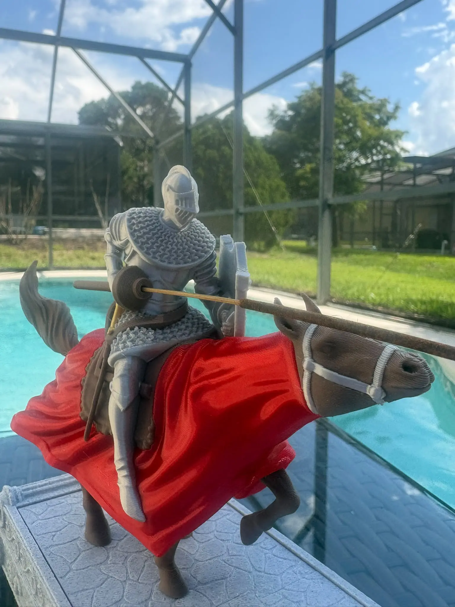 Red Knight Jousting Incense Burner - 3D Printed Medieval Ash Catcher & Gothic Desktop Decor Holder