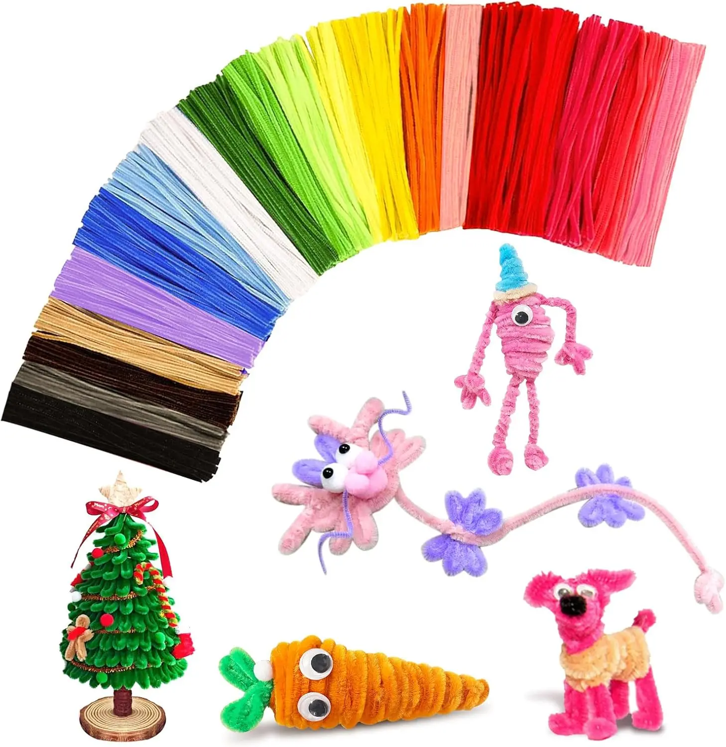 Halloween Fall Gift Pipe Cleaners Craft Supplies,Multi-Colored Chenille Stems for DIY Arts Crafts Project,Green Pipe Cleaners Bulk Easter Basket Stuffers