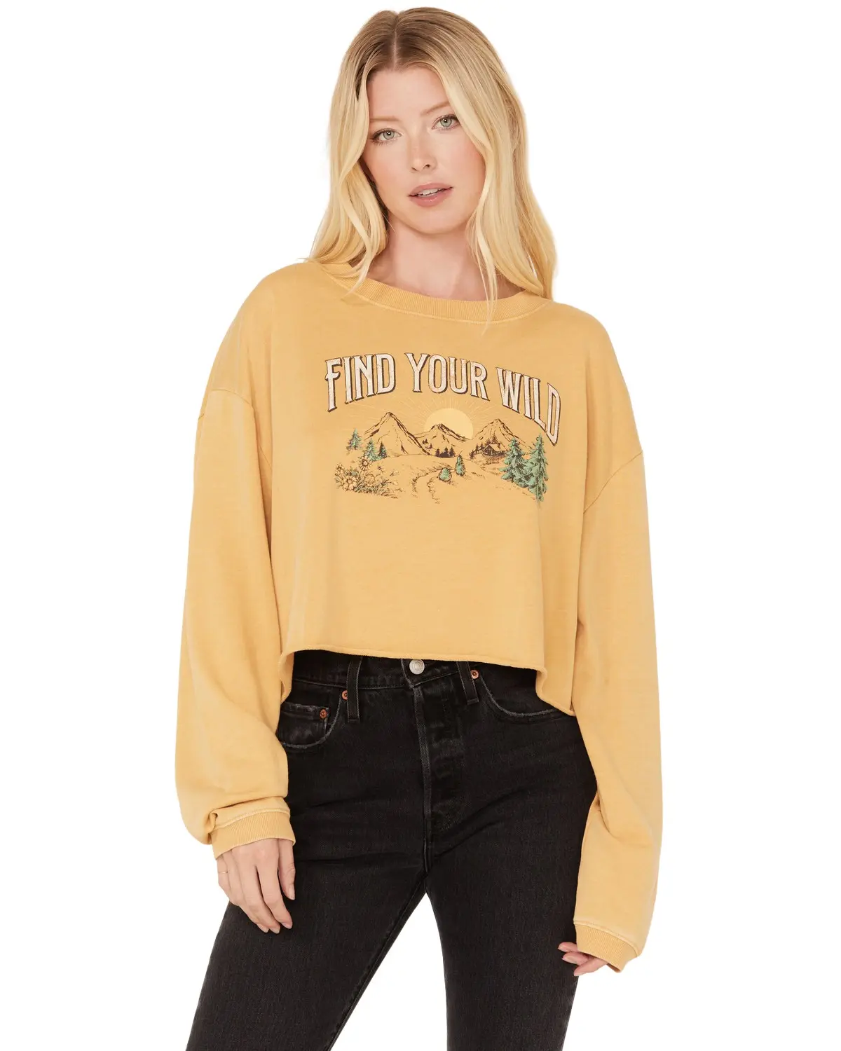 Cleo + Wolf Women's Women'S Find Your Wild Graphic Cropped Sweatshirt - Clho22k99