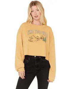 Cleo + Wolf Women's Women'S Find Your Wild Graphic Cropped Sweatshirt - Clho22k99