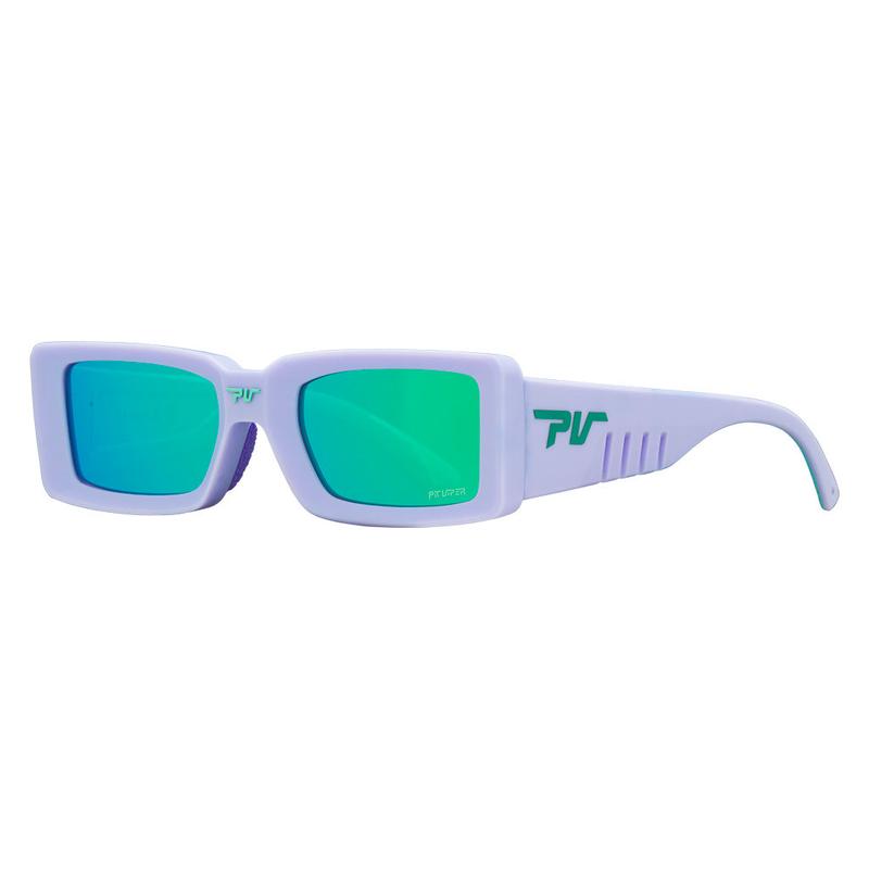 Moontower Low Bones Sunglasses - Virtually Unbreakable No Slip Grip Enhanced Kickflip & Crush Number Chances - Purple Frame Green Lenses