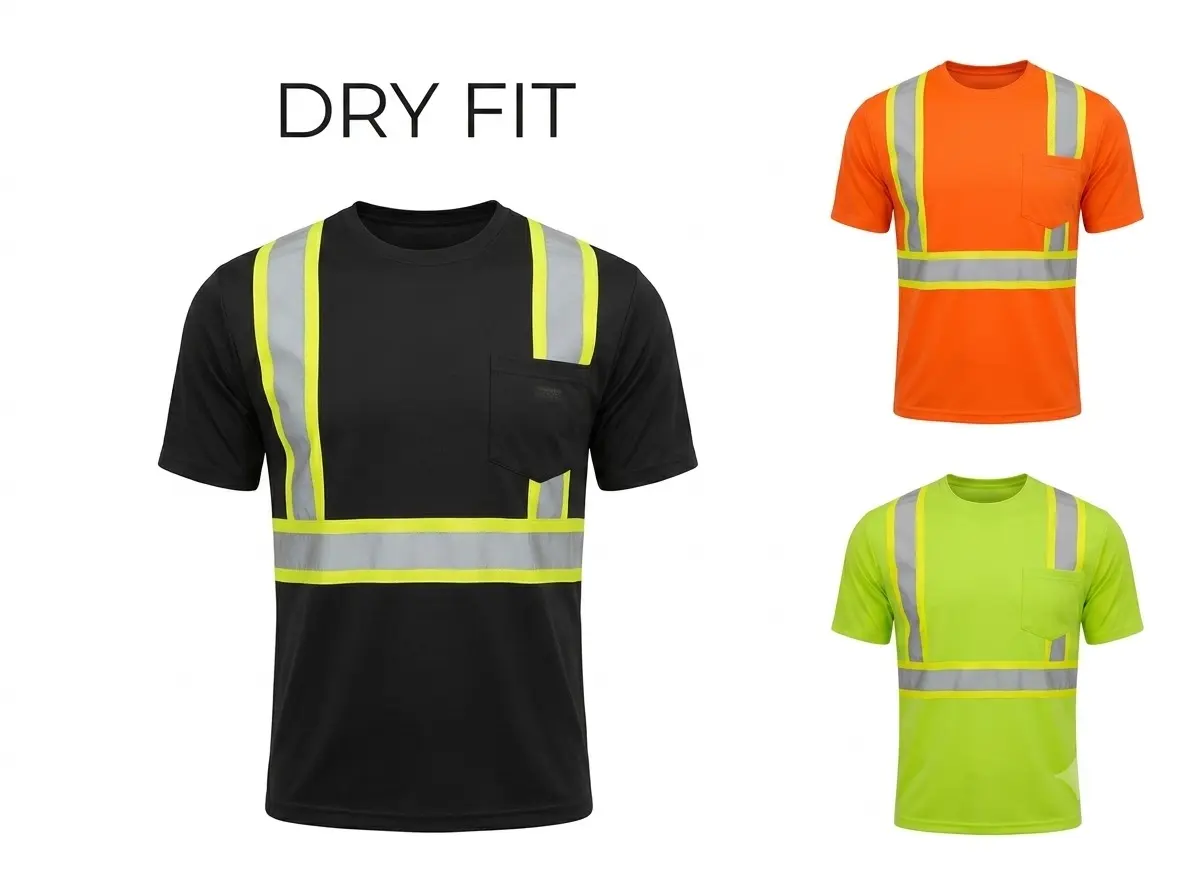 High-Visibility Short-Sleeve Work Safety T-Shirt (2 or 4 Pack) - Multi-Size, Lime/Orange/Black, Double Reflective Tape, Dry Fit, Breathable Summer Work Safety Apparel for Home Improvement & Security Use