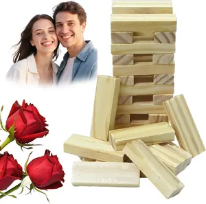 High-Quality Woody Block Tower Game, Couples' Party Activity & Valentine's Day Gift for Home Family Fun