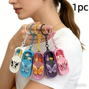 Portable Handmade Butterfly DIY Multifunctional Small Pill Box, Office Vitamin Storage, Travel Medicine Organizer, Waterproof Pill Container